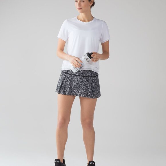 Lululemon Lost In Pace Skirt Daisy Dust Alpine White Black Tennis Skirt Skort 6 - Picture 2 of 7